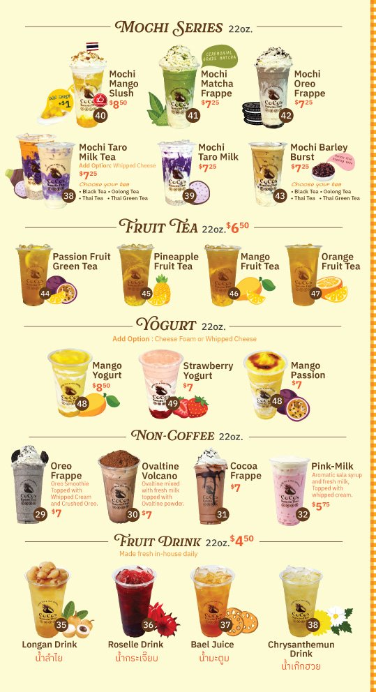 Cafe Menu by Coco's Kanom Thai Hollywood - Coco's Kanomthai